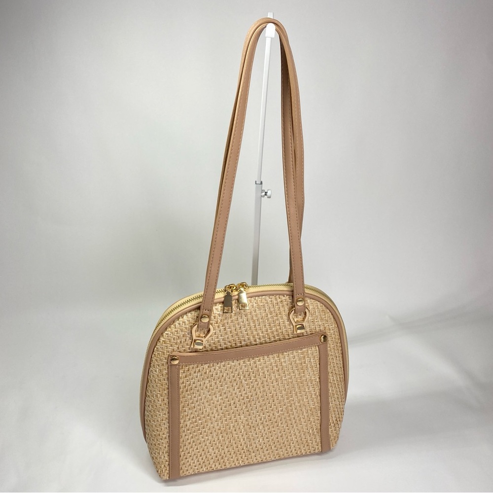 Miztique Daisy Bamboo Straw Convertible Backpack  Shoulder Bag Purse Tan NWT A15